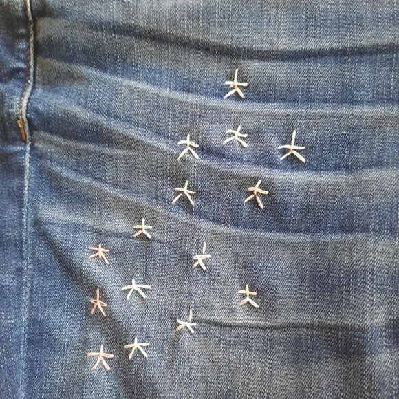 American Eagle Altered Hand Embroidered Shorts Sashiko, Boro, Patchwork,… - Picture 8 of 16